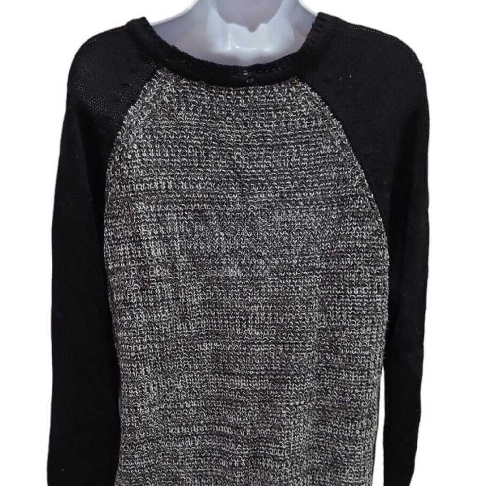Jason Maxwell Charcoal white & black loose knit Long sleeve Sweater Size L